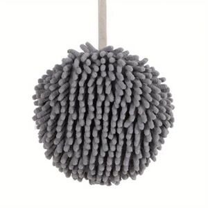 Luxurious Bath Shower Chenille Poof in Gray